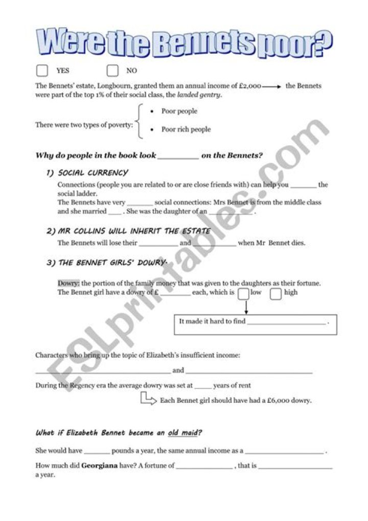 Are the Bennets poor?