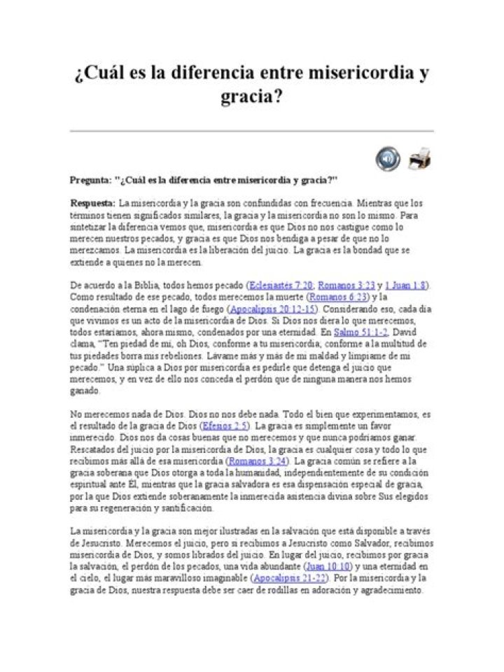 ¿Cuál es la diferencia entre misericordia y gracia?