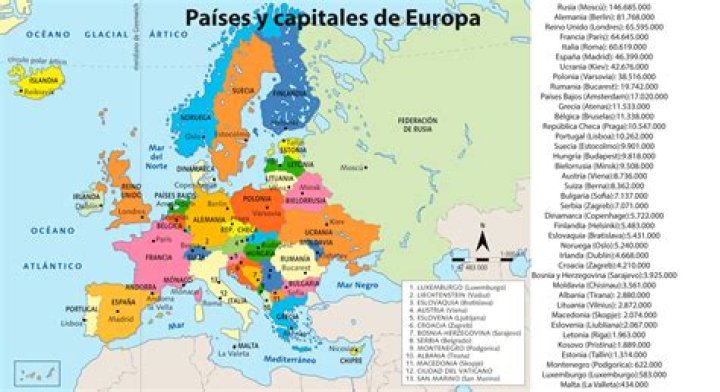 ¿Cuáles son los 50 países de Europa y sus capitales?