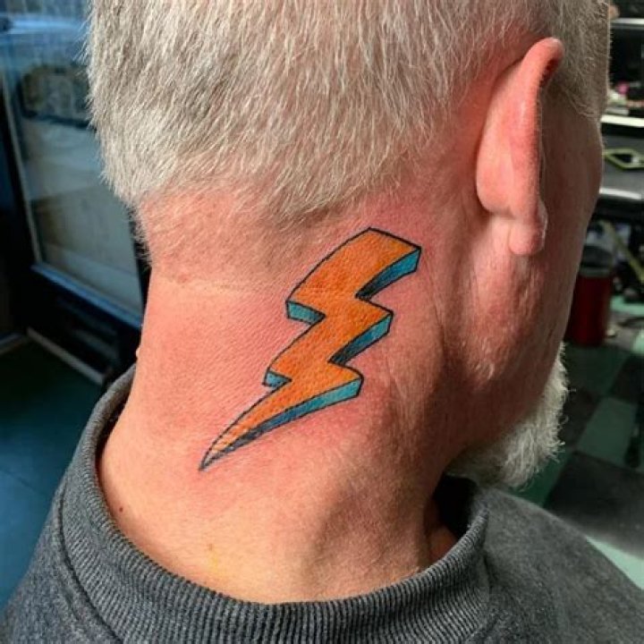 David Raum Lightning Bolt Neck Tattoo Means Victory
