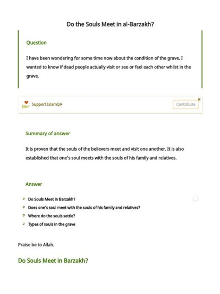 Do the Souls Meet in al-Barzakh?