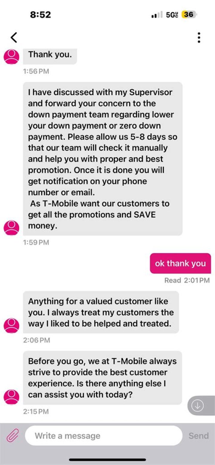 Does tmobile require down payment?