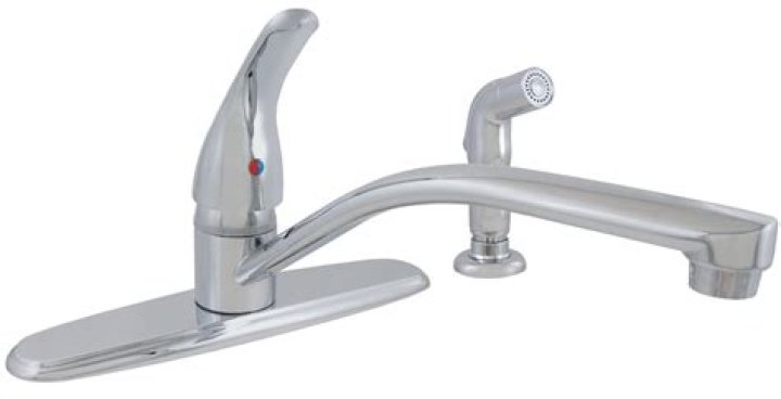 How do I adjust a single handle kitchen faucet?