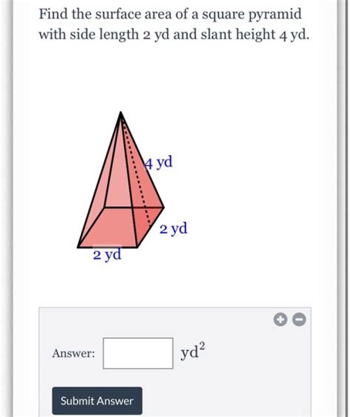 How do you find the surface area of a rectangular pyramid with slant height?