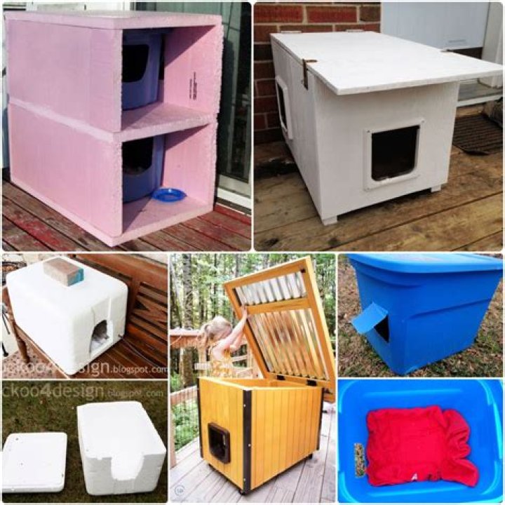 How do you make a cat house out of plastic containers?