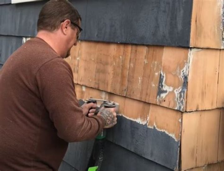 How do you remove paint from grooved cedar shingles?