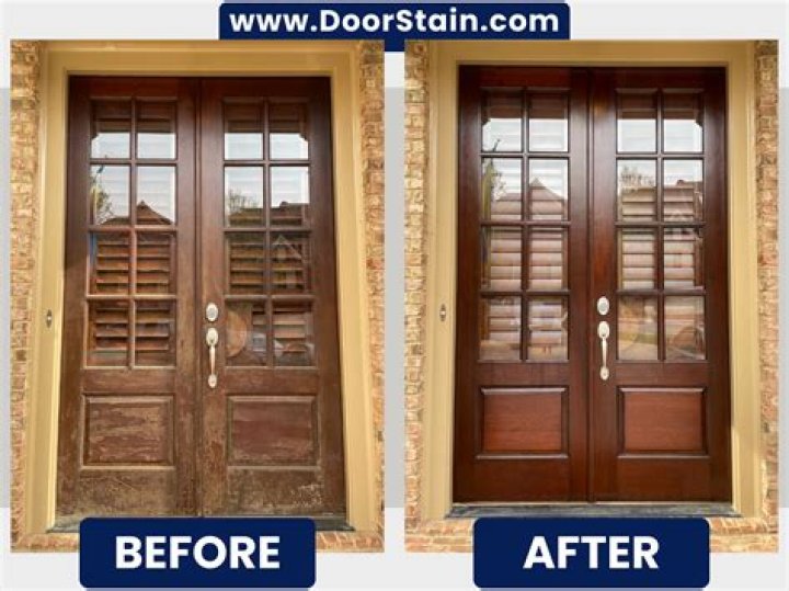 How do you stain a wood door with a metal door?