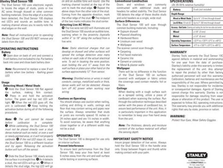 How do you use a Stanley Stud Finder stht77403?