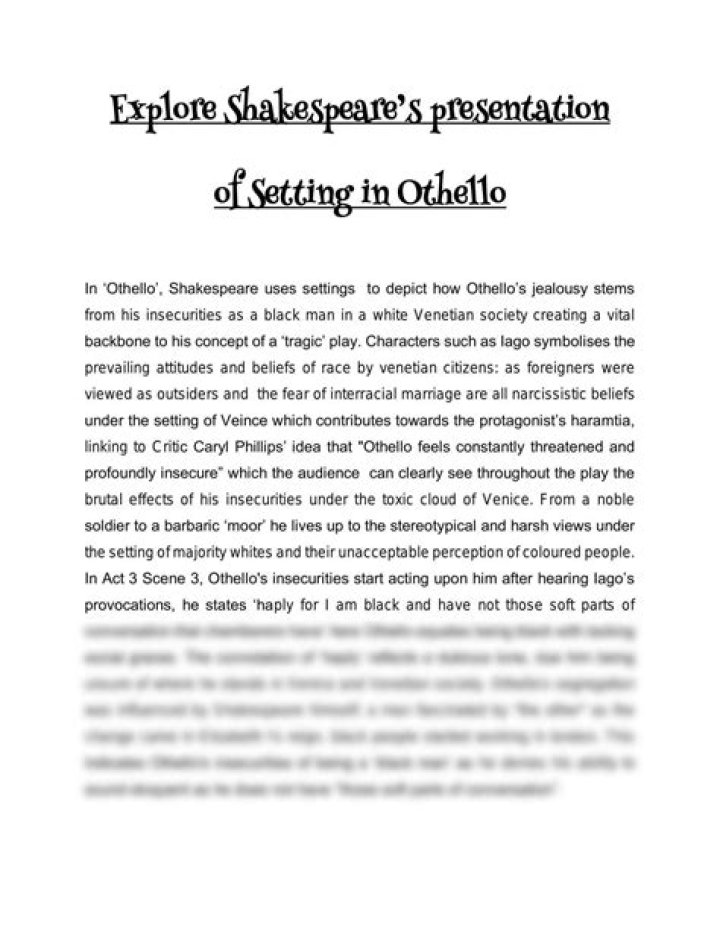 How does Shakespeare use setting in Othello?
