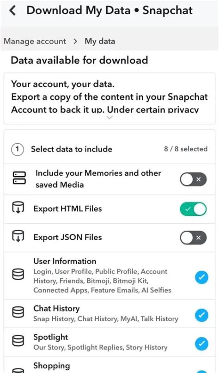 How long does a Snapchat data request take?