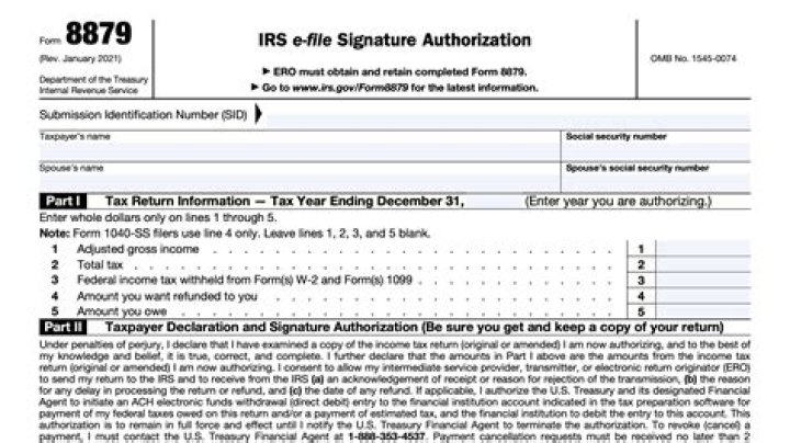 Is the tax form 8879 the same as 1040?