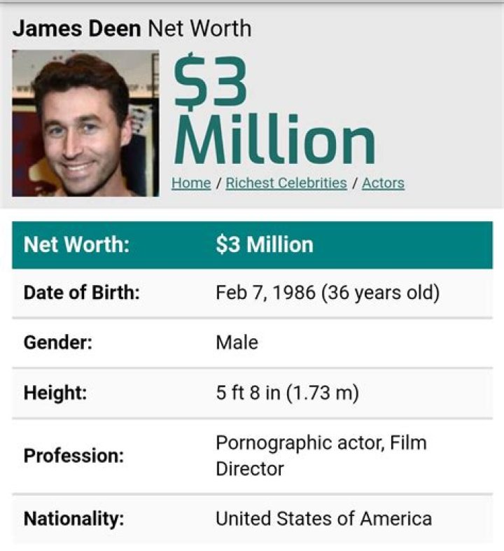 James Deen net worth, age, height, bio, birthday, wiki, and salary