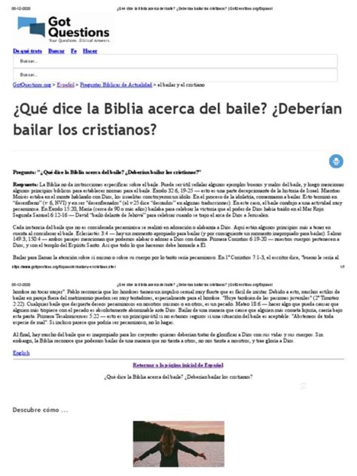 ¿Qué dice la Biblia acerca del baile? ¿Deberían bailar los cristianos?