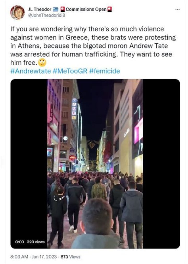 “Simping for human trafficking is a weird past time”: Andrew Tate fans protest in Athens, leaving netizens sickened