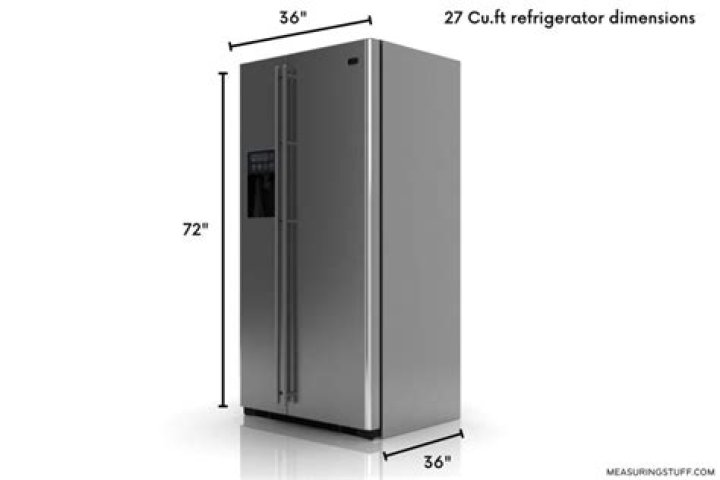 What are the dimensions of a 10 cubic foot refrigerator?