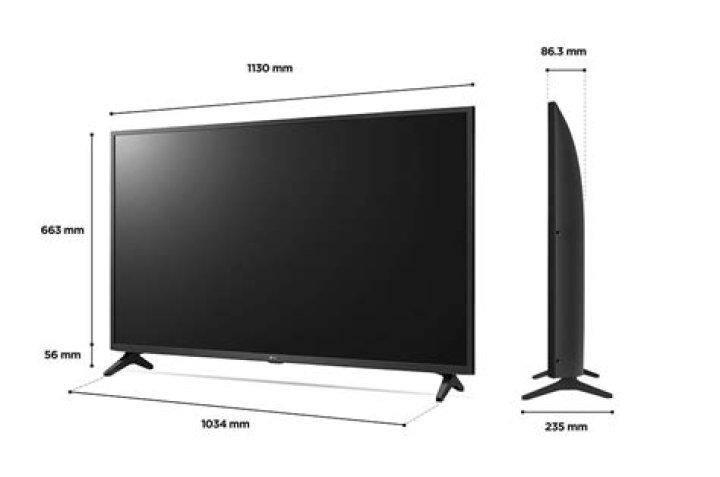 What are the dimensions of a 65 inch LG TV?