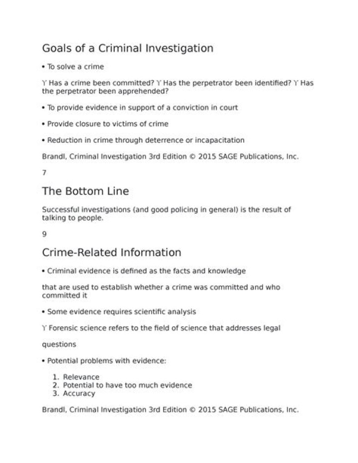 What are the goals of criminal investigation?