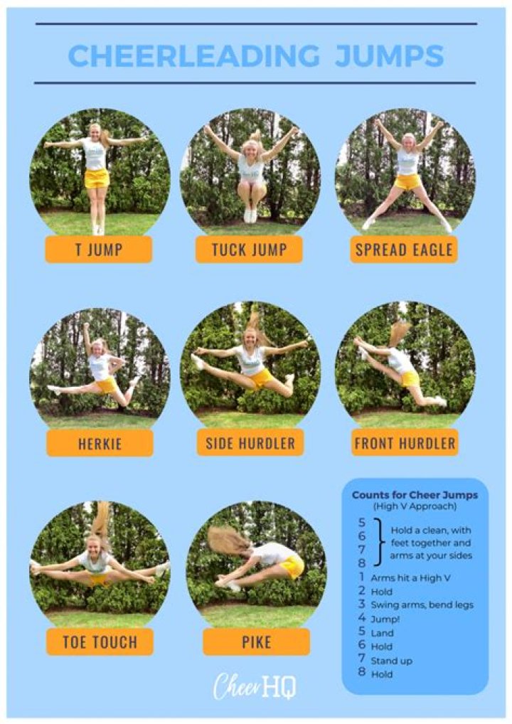 What are the types of jumps in cheerleading?