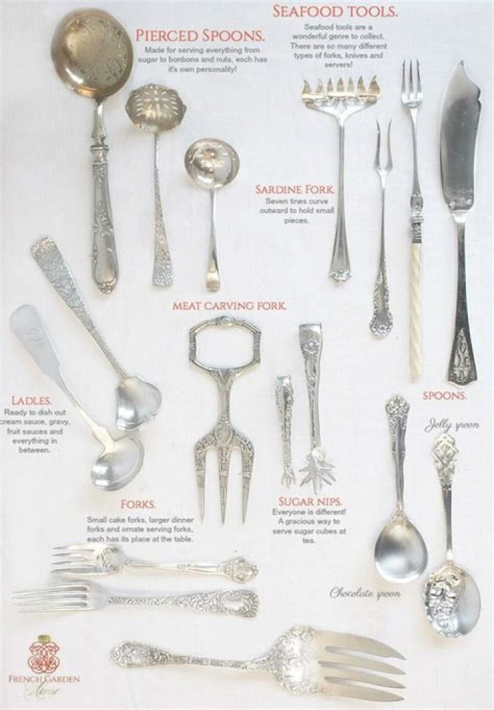 What are the types of silverware and their uses?