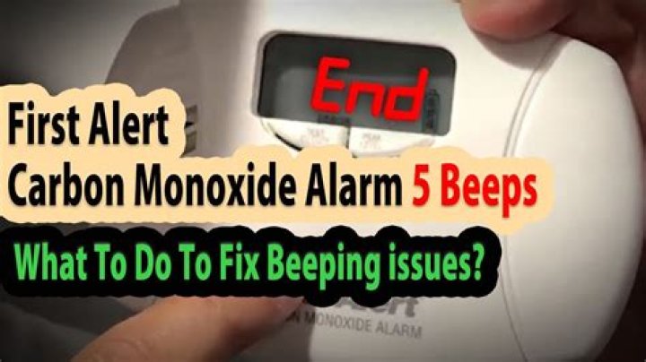 What does 5 beeps mean on a carbon monoxide detector?