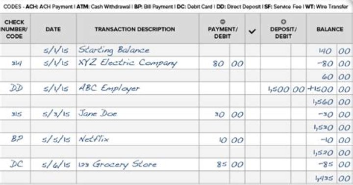What does a check register look like?