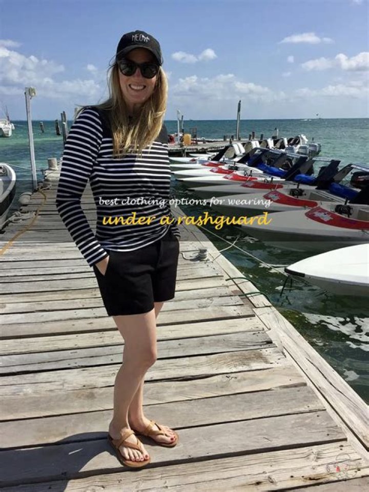 What does a woman wear under a rashguard?