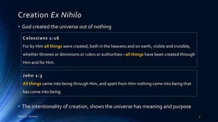 What does creation ex nihilo mean?
