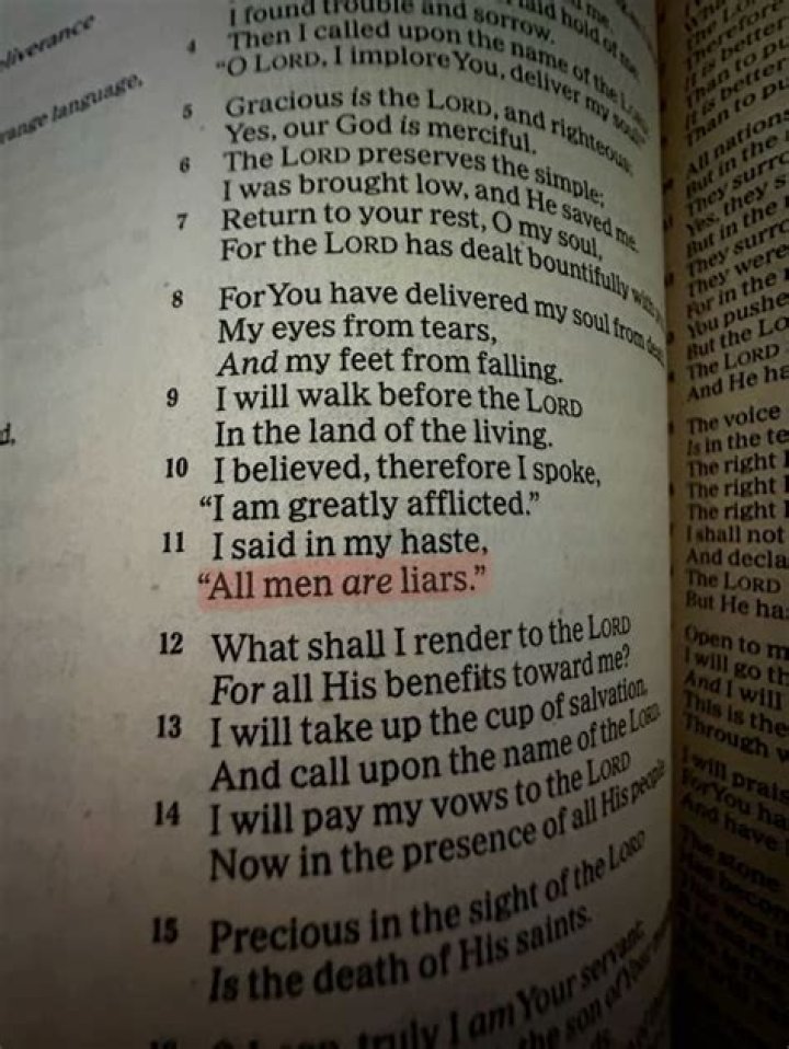 What does it mean that all men are liars (Psalm 116:11)?