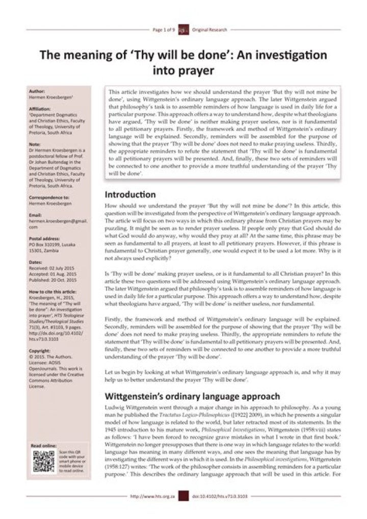 What does it mean to pray, “Thy will be done”?