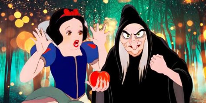 What does the evil queen say to Snow White when she gives her the apple?