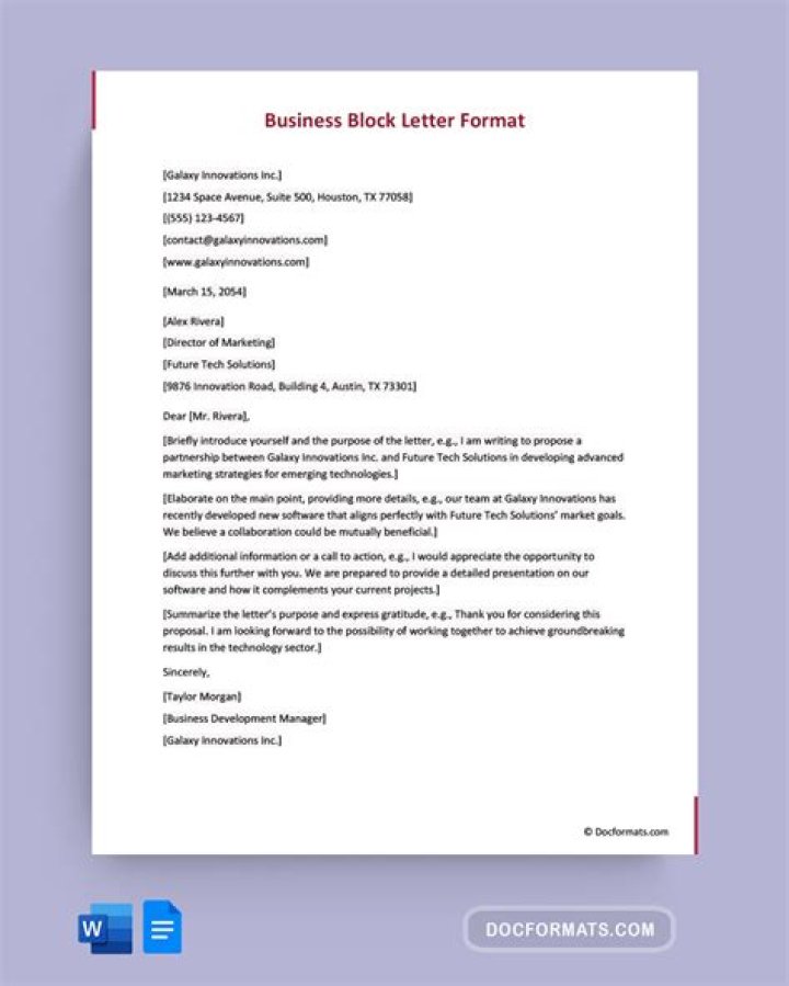 What is a block style business letter