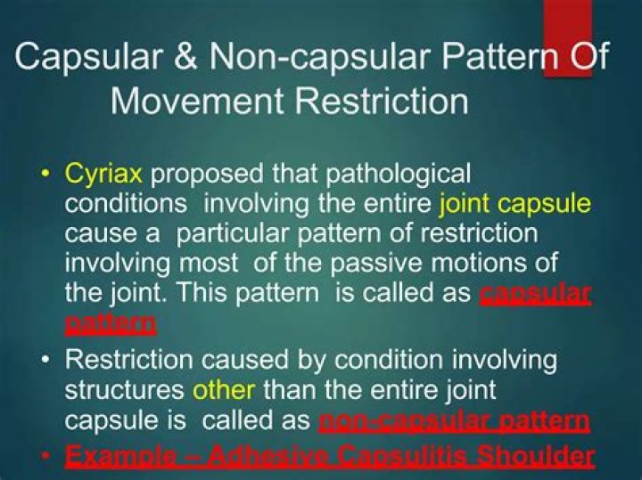 What is a capsular pattern of restriction?