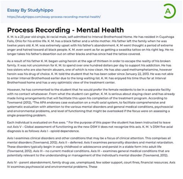 What is a process recording mental health?