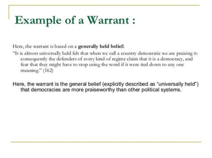 What is an example of a warrant in writing?
