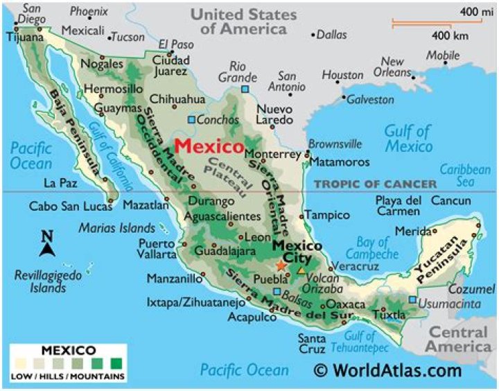 What is the absolute location of Mexico?