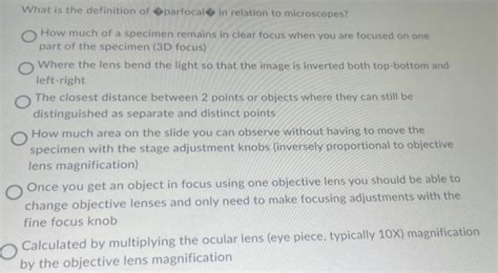 What is the definition of Parfocal?