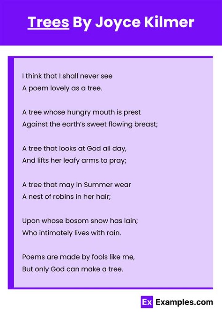 What is the meaning of the poem Trees by Joyce Kilmer?
