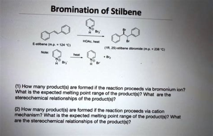 What is the melting point of stilbene dibromide?