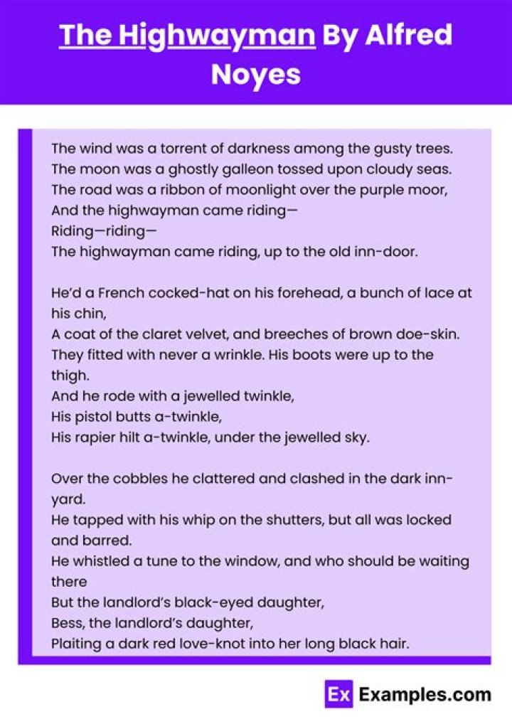 What is the moral of the highwayman poem?