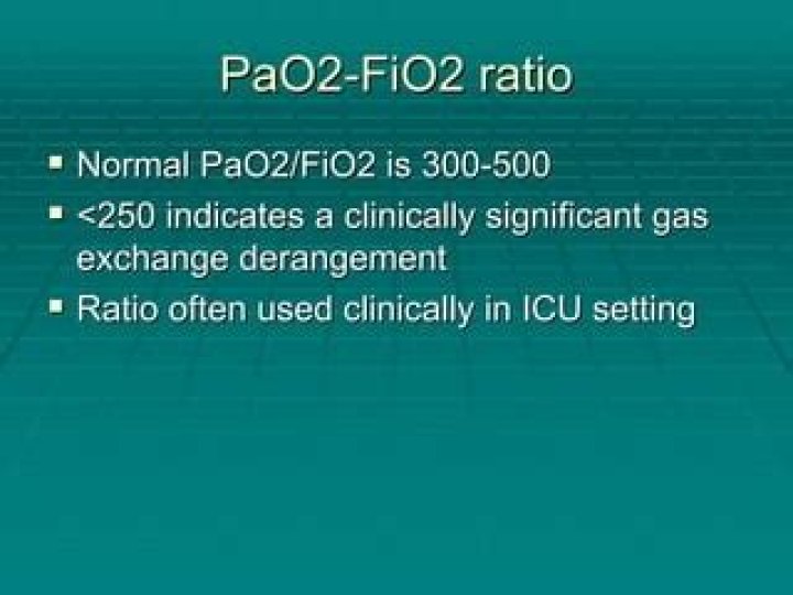 What is the normal range for PaO2 FiO2?