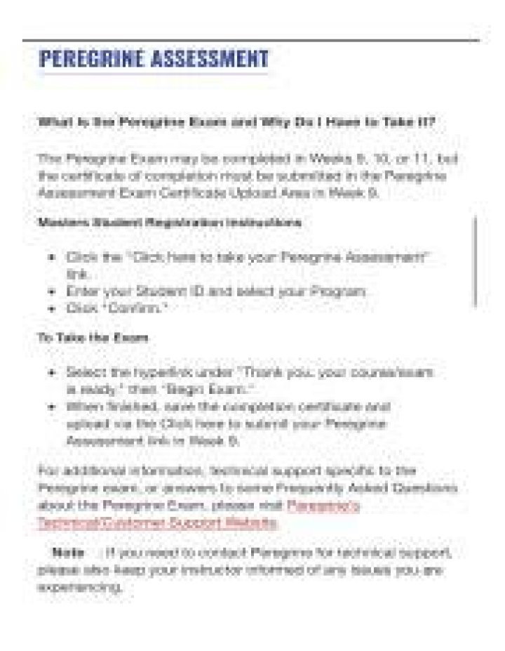 What is the peregrine exam?