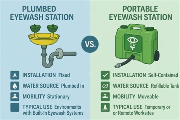 What kind of water does a plumbed eyewash station use?