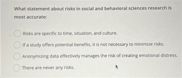 What statement about risks in social and behavioral sciences research is most accurate quizlet?