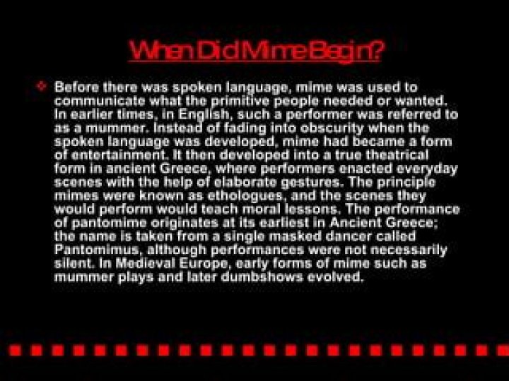 Where and how did mime begin?