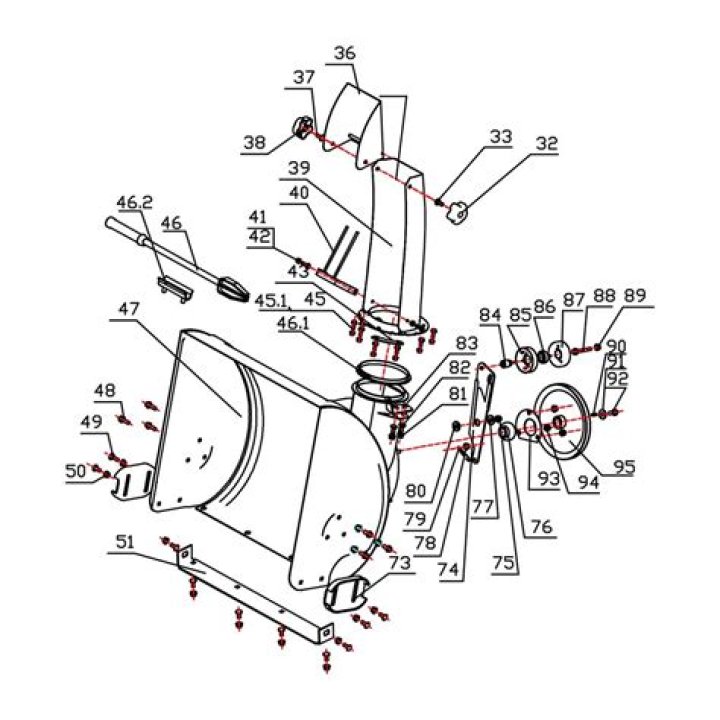 Where is model number on MTD snow thrower?