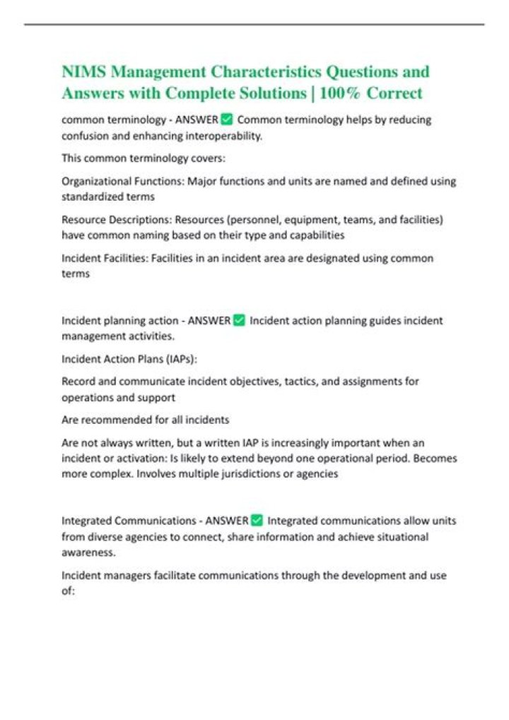 Which NIMS management characteristics is necessary for achieving situational awareness?