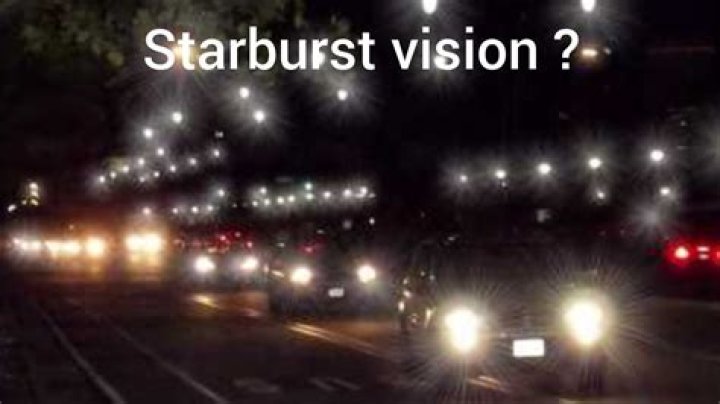 Why do I see starbursts around lights at night?
